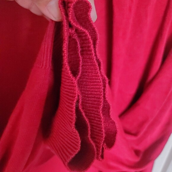 Chicos Open Front Draped Millie Cardigan Sweater Red Maroon XL/16 Size 3 - Picture 12 of 16